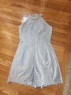 Striped Halter Romper in Light Blue
